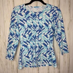 J McLaughlin XS blue and white Top